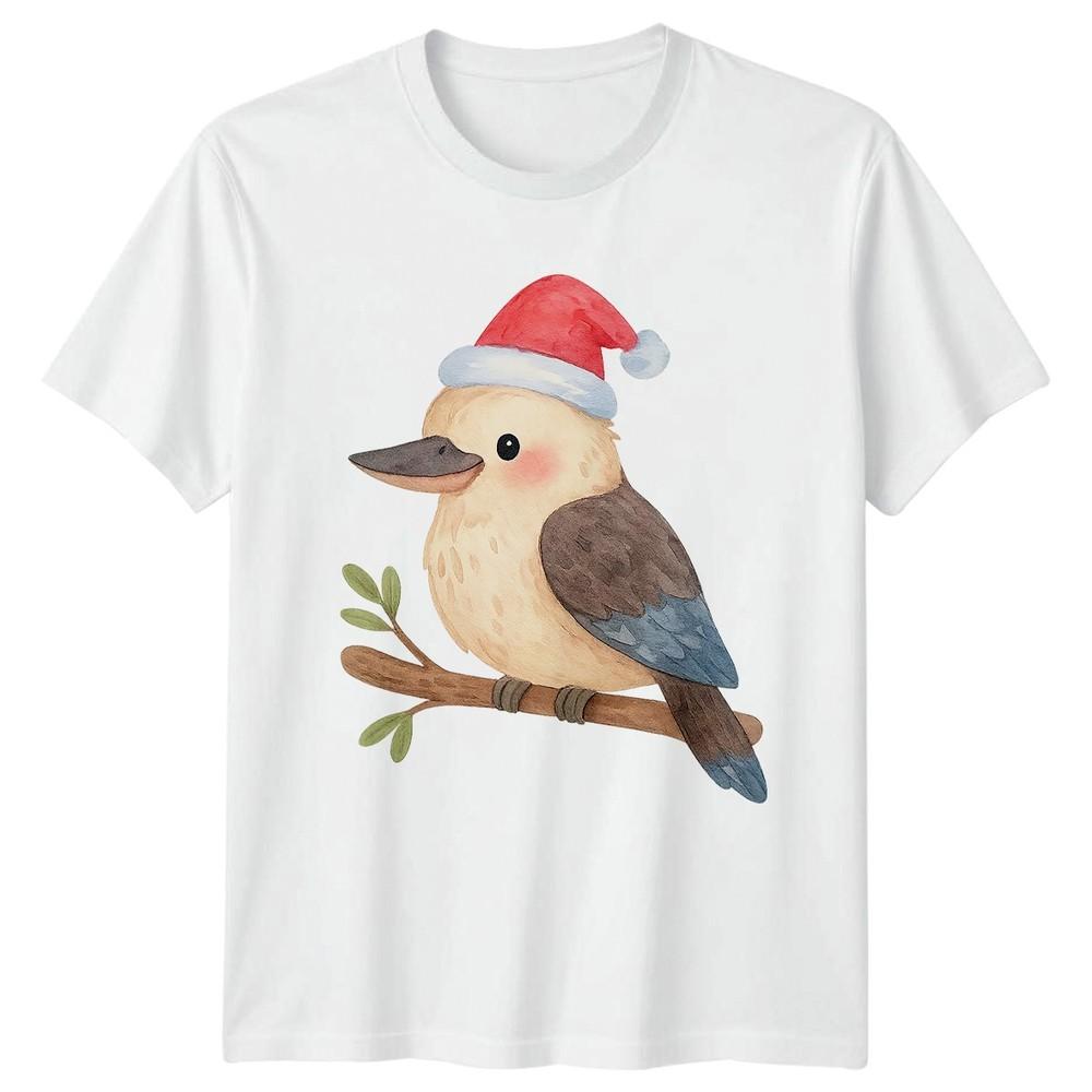 Cute Bird Santa Hat Holiday Christmas Unisex Unisexs Graphic Tee S