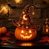 Vintage Retro Style Decor Halloween Pumpkin Resin Lamp, Gothic Glowing Tabletop for Home, Ghost And Black Cat Statues Spooky Fantasy Dragon Ornament,
