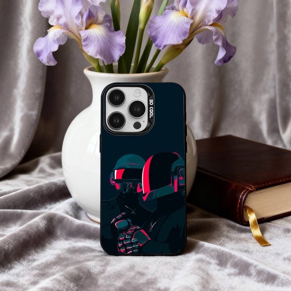 Coque de téléphone D-Daft-T P-Punk-K Pour iPhone17,16,15,14,13,12,11 Plus,Pro Max Noir Argenté Bonbon coque de téléphone