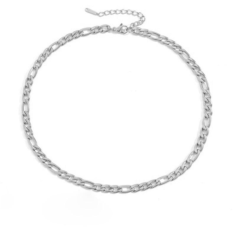 Unisex Figaro Chain Necklace in Gold Titanium Stainless Steel