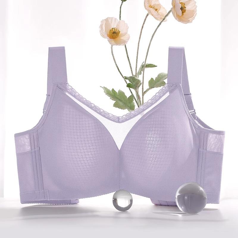 Ultra-thin large-size underwear, large breasts show small breasts, thin styles in , seamless collection of secondary breasts, anti-sagging full cup