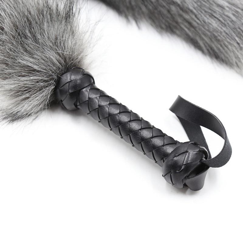62Cm Fur Spanking Flogger Tail Sex Whip   Fetish Kink Floggers