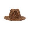 Tibetan Top Hat Men'S And Women'S Double-Sided Color Matching Leopard Print Woolen Flat-Brimmed Big Eaves Hat Felt Hat Jazz Top Hat