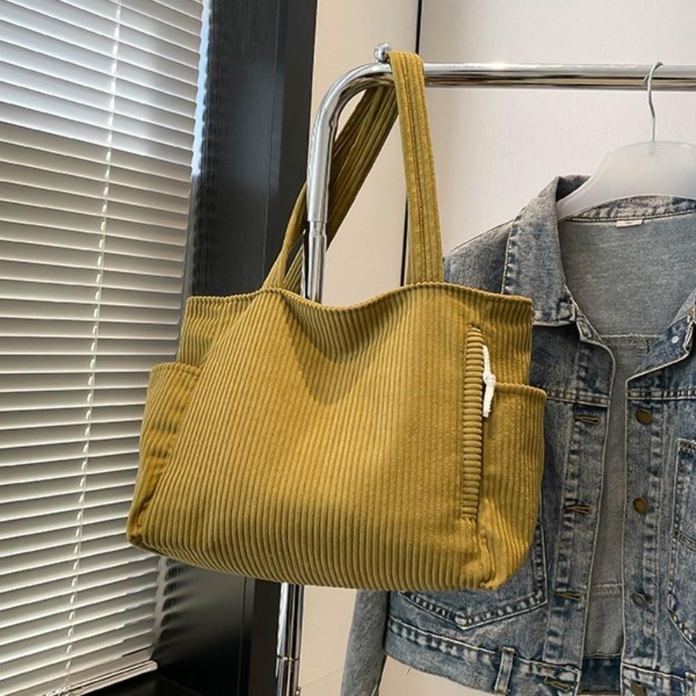 Große Kapazität Lässige Cord-Handtasche Schultergurt Damen Tragetasche Freizeit-Schultertasche Damen