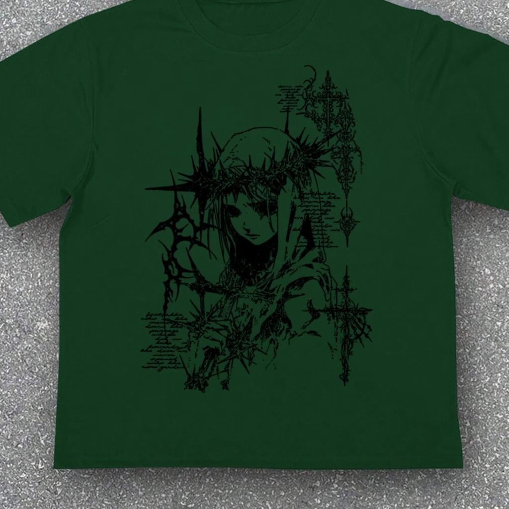 2K High Street Hip-Hop Dark Style Printed Long Sleeve T-Shirt
