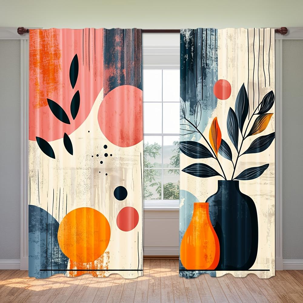 Abstract Bohemian Style Print Drapes Room Darkening Window Curta For Home Decor,Rod Pocket Blackout Curta Bedroom 53x116CM&2 panels