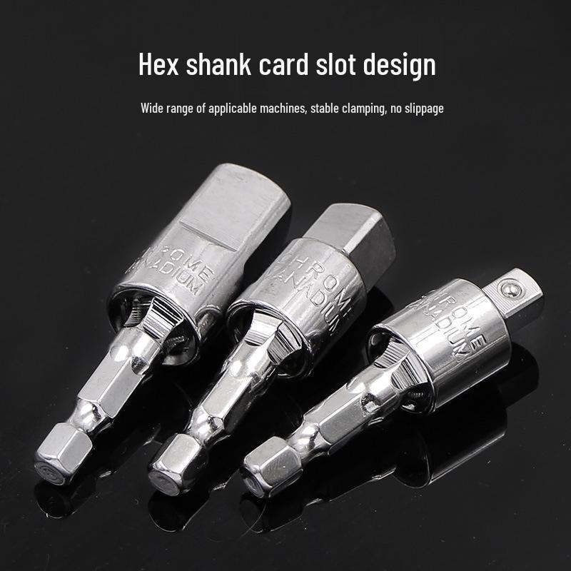 Pneumatic/Electric Wrench Socket Adapter Rod, 360° Rotating, Compatible with 1/4, 3/8, 1/2 Square Head Sockets