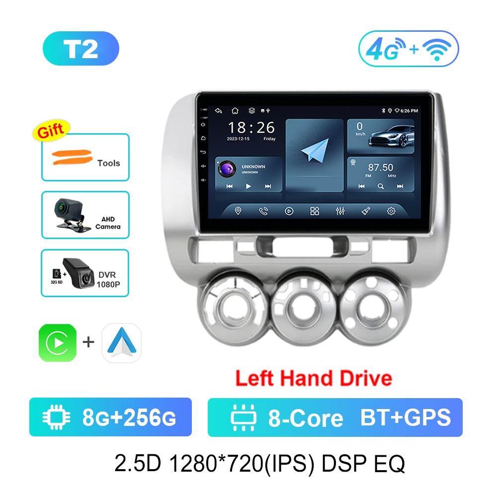 Left Hand Drive 9'' for Honda Jazz 1 GD 2001 - 2008 Car Radio Multimedia Player Android Intelligent System GPS Navi WiFi+4G BT