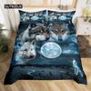 Set Copripiumino Matrimoniale per Bambini Adolescenti Microfibra Tema Animale Motivo Lupo delle Nevi Copripiumino Set Letto Stampato Animali Selvatici