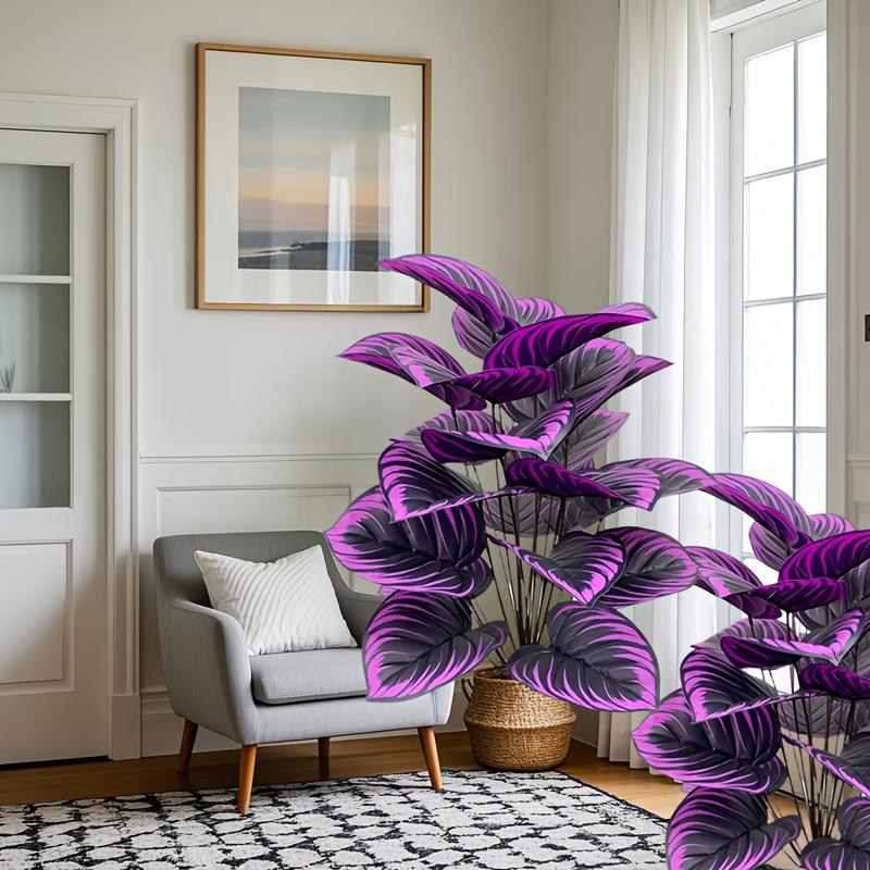 2 Large Outdoor Artificial Violet Combination Sets, with A Total of 24 Realistic Four Season Purple Large Leaves - Multifunctional Indoor/Outdoor Use