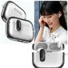 For AirPods Pro 3 Case Clear Electroplated TPU PC Earbuds Cover with Lock Clasp / Carabiner