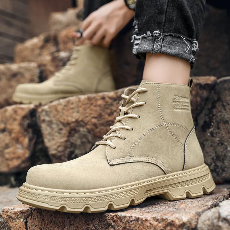 Autumn New Fashion Boots Men's High Top British Style Trendy Versatile Korean Sports Casuals Breathable Mid-Top Workwear Boots