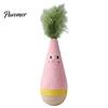 Interactive Exercise Toy for Kittens Wooden Wobble Cat Toy, Self-Righting Tumbler with Feather Indoor Cats, Plush Stable Pets Punching Bag Solid Wood