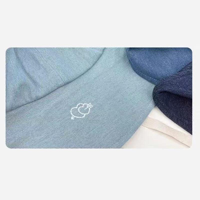 Korean Style Denim Fishing Cap Large Brim Foldable Bow Tie Hat Face Slimming Fashionable Sun Protection Retro Bucket Hat