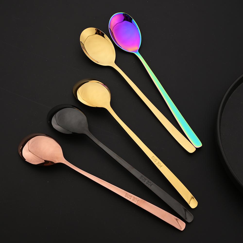 5Set Black Gold Portable Travel Cutlery Set Chopsticks Spoon 304 Stainless Steel Korean Dinnerware Set Luxury Tableware Set