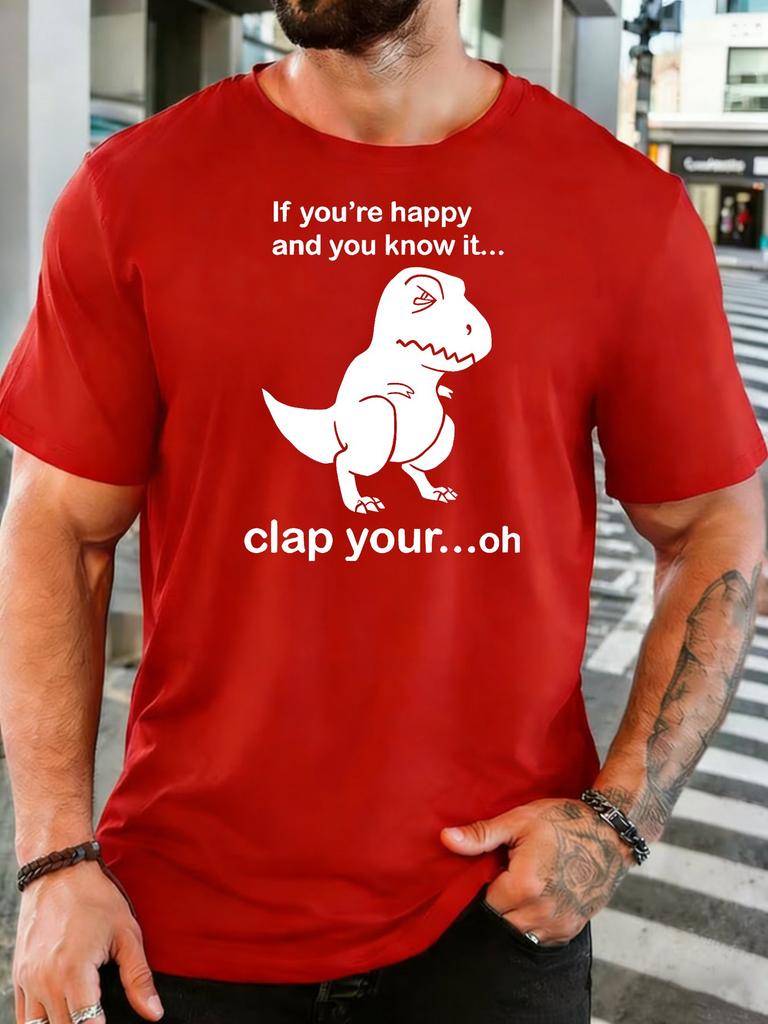 Unisex Light Cotton Tee Funny Dinosaur Quote Graphic Round Neck Loose Summer Humor Unisex Daily Street Soft Casual Short Sleeve Top