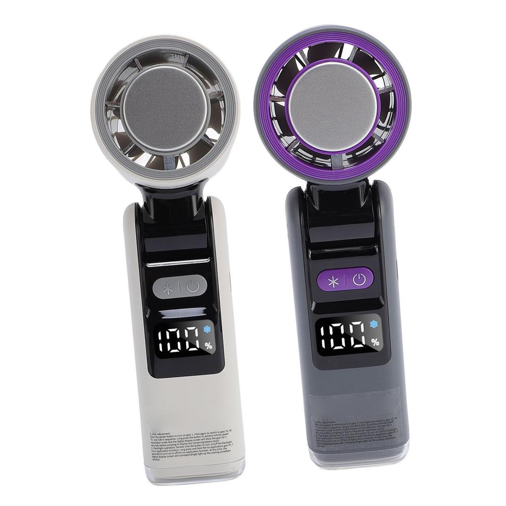 Handheld Fan Digital Display High Speed Turbine Ice Cooling Fan Foldable Fan with Light for Travel O