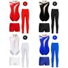 Mädchen Glitzer Strass Turnen Leotard Set Bund Shorts Leggings Kopfbedeckung Eiskunstlauf Outfit
