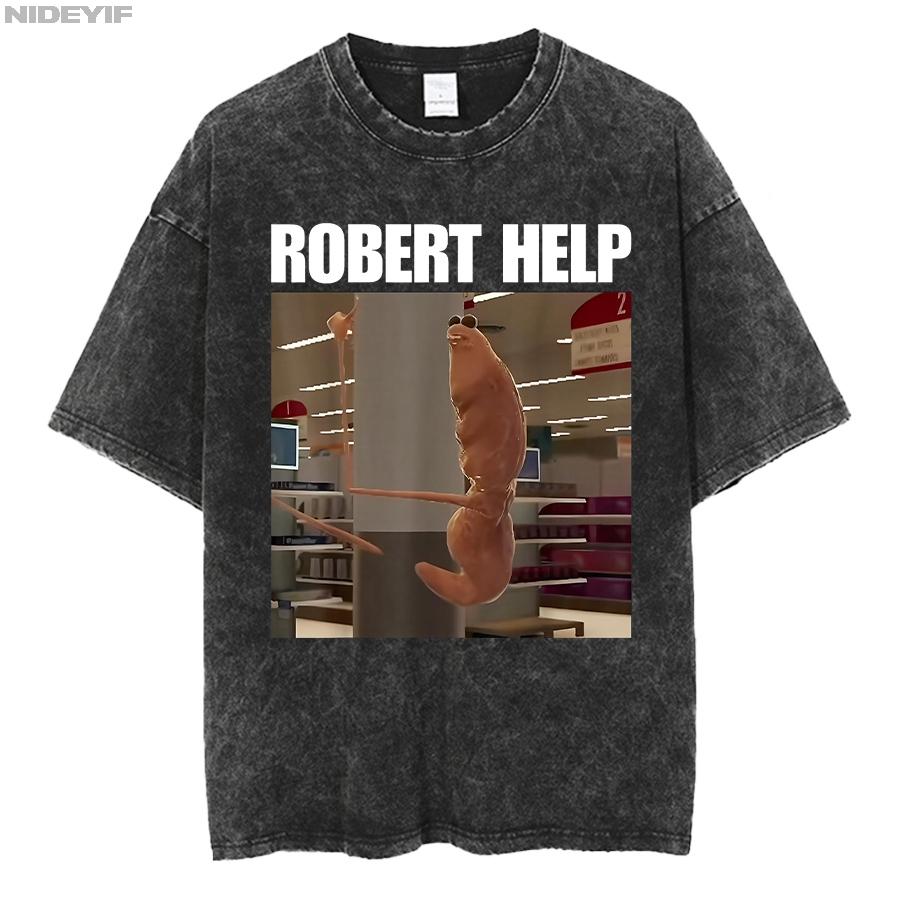 Marcus The Worm Meme Oversized T shirt Cotton Washed Tshirt for men women hiphop streetwear P
