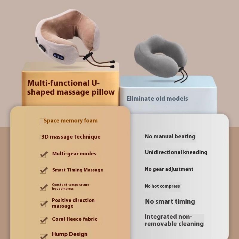 Skulder- og nakkemassasjepute Husholdnings Multifunksjonell Varming Nakkebeskytter Vibrasjon Eltesjal Massasjeapparat Reisemassasjepute