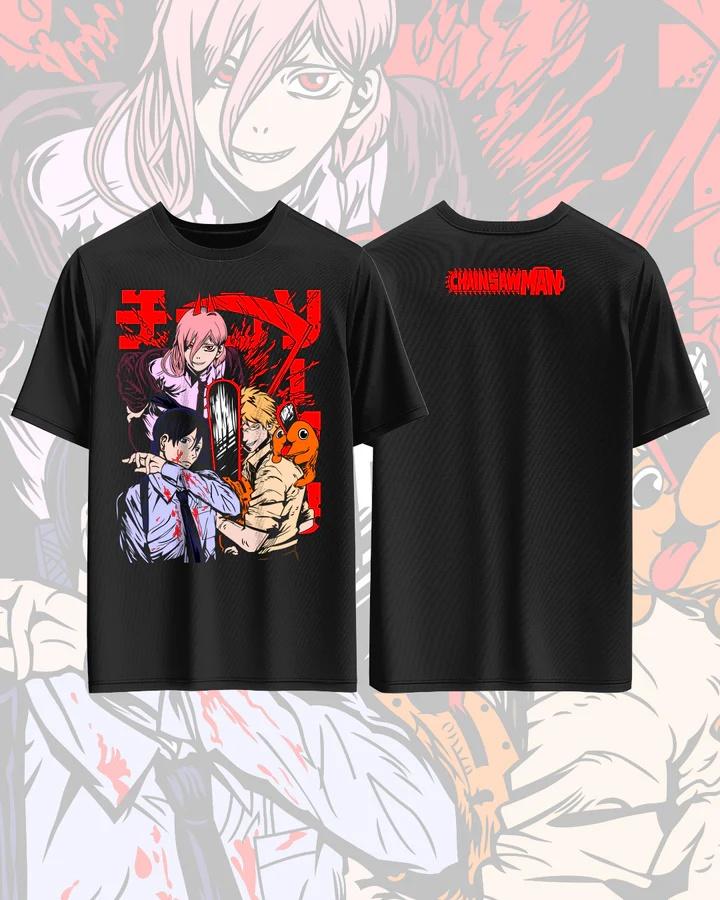 Chainsaw Man Anime Printed Pure Cotton Tshirt for Men and Women Casual Fashion Oversized Summer Anime Peripheral Clothing