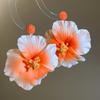 Silver Needle Simulated Flower Drop Earrings Beach Jewelry Lafite Grass Earrings  Wedding
