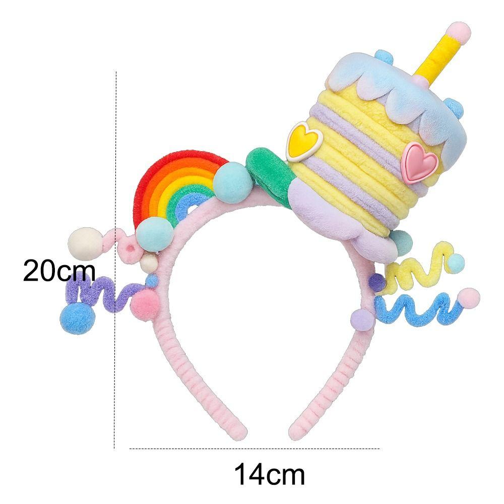 Creative Rainbow Stars Birthday Atmosphere Headband Torsion Bar Eye Catching Birthday Hair Hoop Cake Headband Hair Accessories