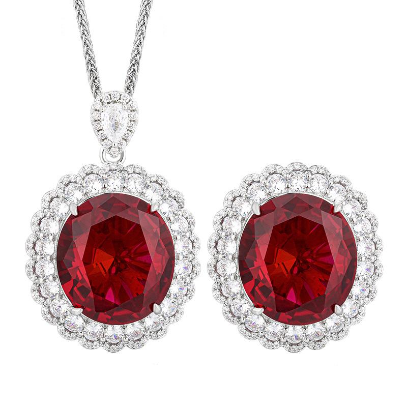 Jewelry Copper Bottom Gold Plating Simulation Red Corundum Light Luxury Main Stone 18 * 20