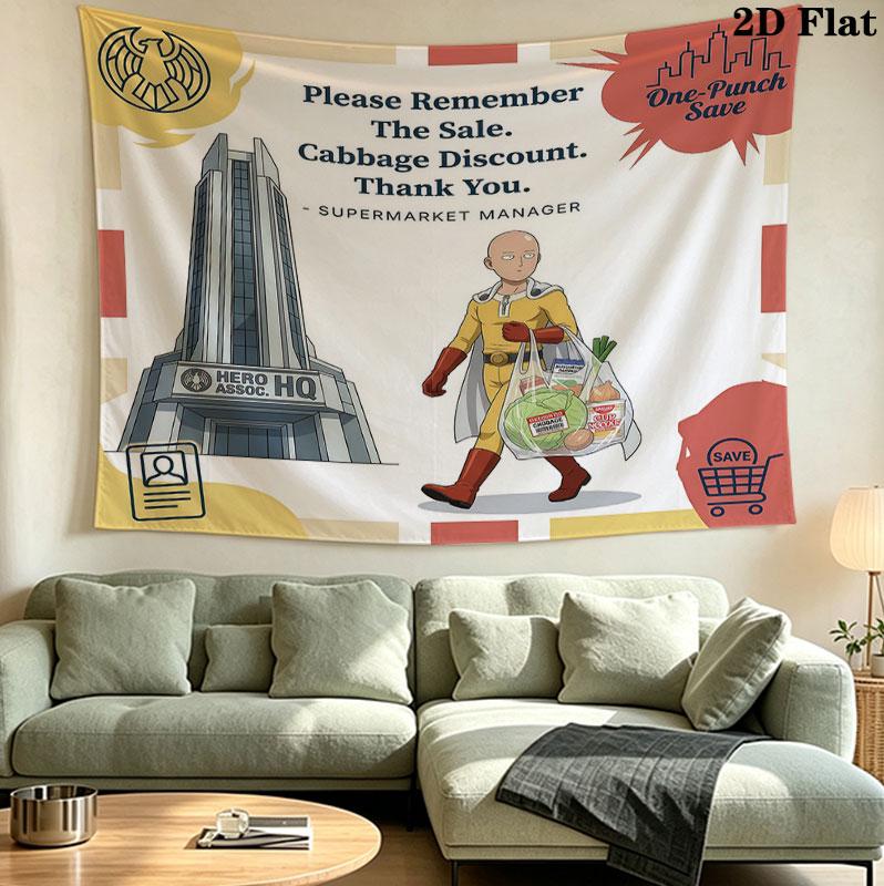 Onepunch Man Wandteppich Ästhetisches Wandbehang Gedruckter Stoffdecke Dekorative Wandteppiche Für Schlafzimmer Wohnzimmer Heimdekoration