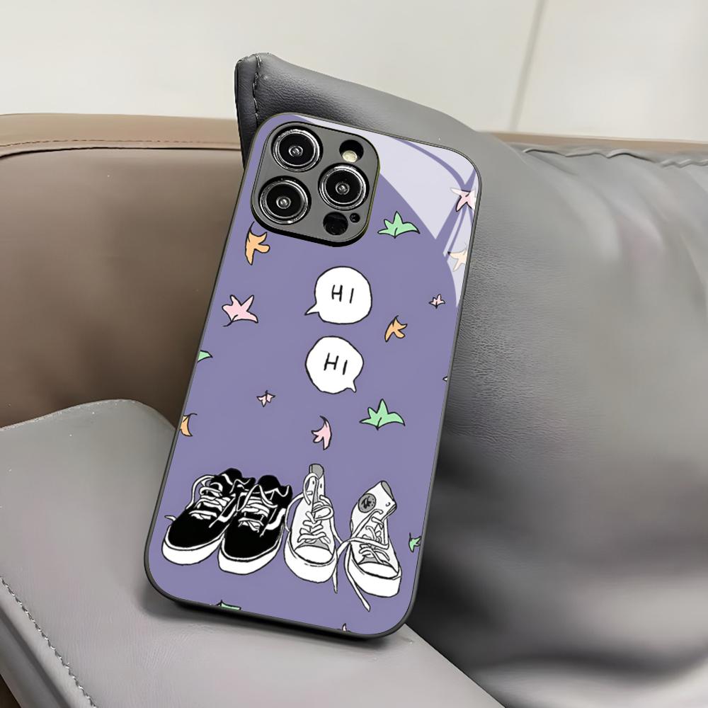 H-Heartstopper Handyhülle für iPhone 17 Air 16 15 14 12 11 13 Pro Max Mini X Xr Xs Puls Schwarze Glasabdeckung