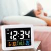 Color Large Screen LCD Electronic Desk Alarm Clock with Temperature Date Display  Less Than Br More Than (White )