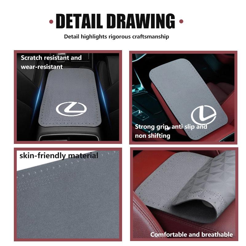 Suede Car Central Armrest Pad Scratch Resistant Anti Slip Cushion For Lexus CT ES GS NX IS250 RX350 IS200 LX570 UX250h CT200h
