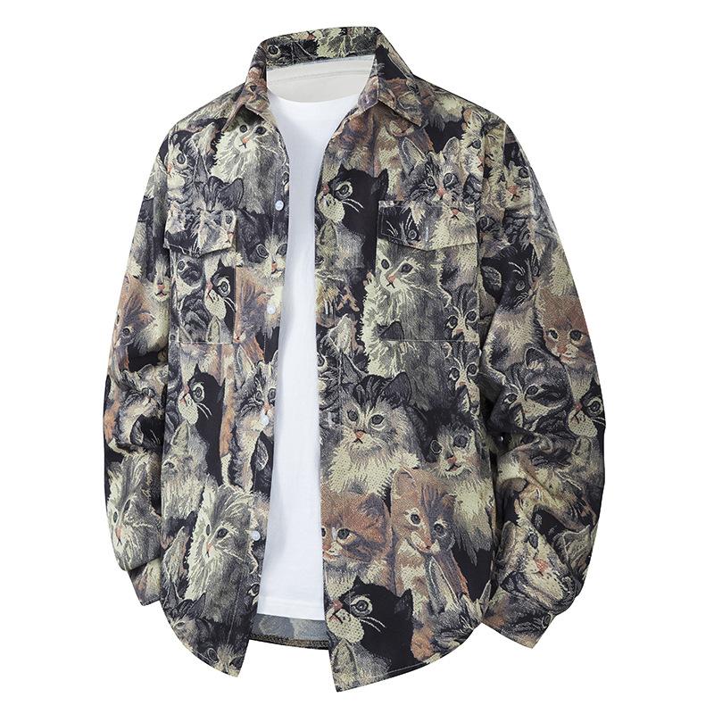 

Осенняя куртка мужская мужская свободная повседневная куртка-рубашка в американском стиле с воротником XL