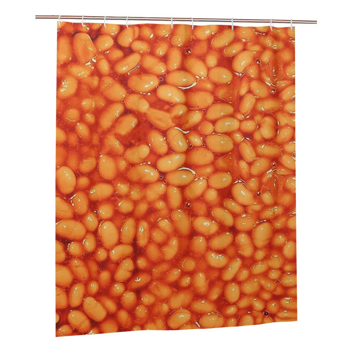 

Beans In Things Pattern Shower Curtain Bathroom Polyester Waterproof Bath Curtains With Hooks W60H190(CM)-1 Pcs