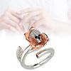 Inlaid Zircon Copper Ring Flower Skull Shape Adjustable Women Accessory Jewelry