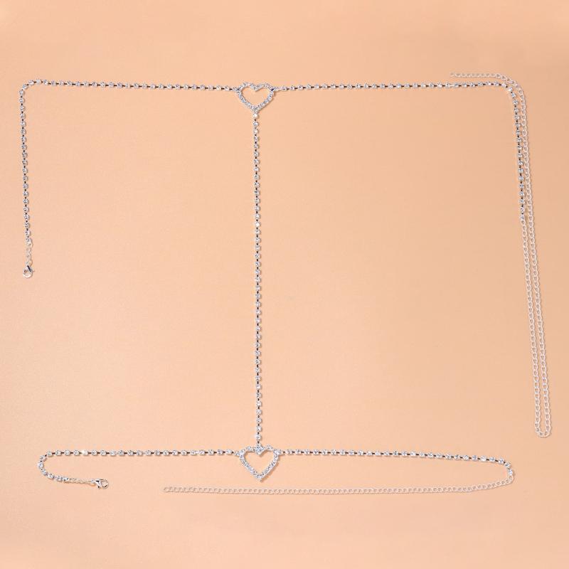Stonefans Bohemian Crystal Heart Leg Chain Sexy Thigh Jewelry For Women Waist Belly Body Jewelry Rhinestone Leg Garter Chain