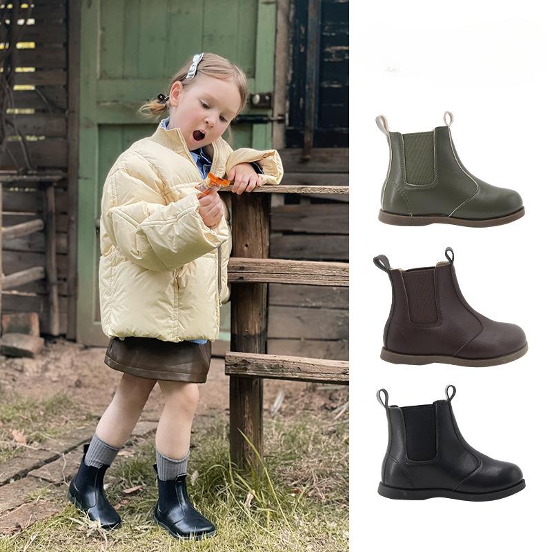 Children Boot Chelsea Leather Boots Soft Sole Kids Shoe for Girl Winter Shoe for Boy Platform Boot Ankle Boots Zapatos Niña 2024