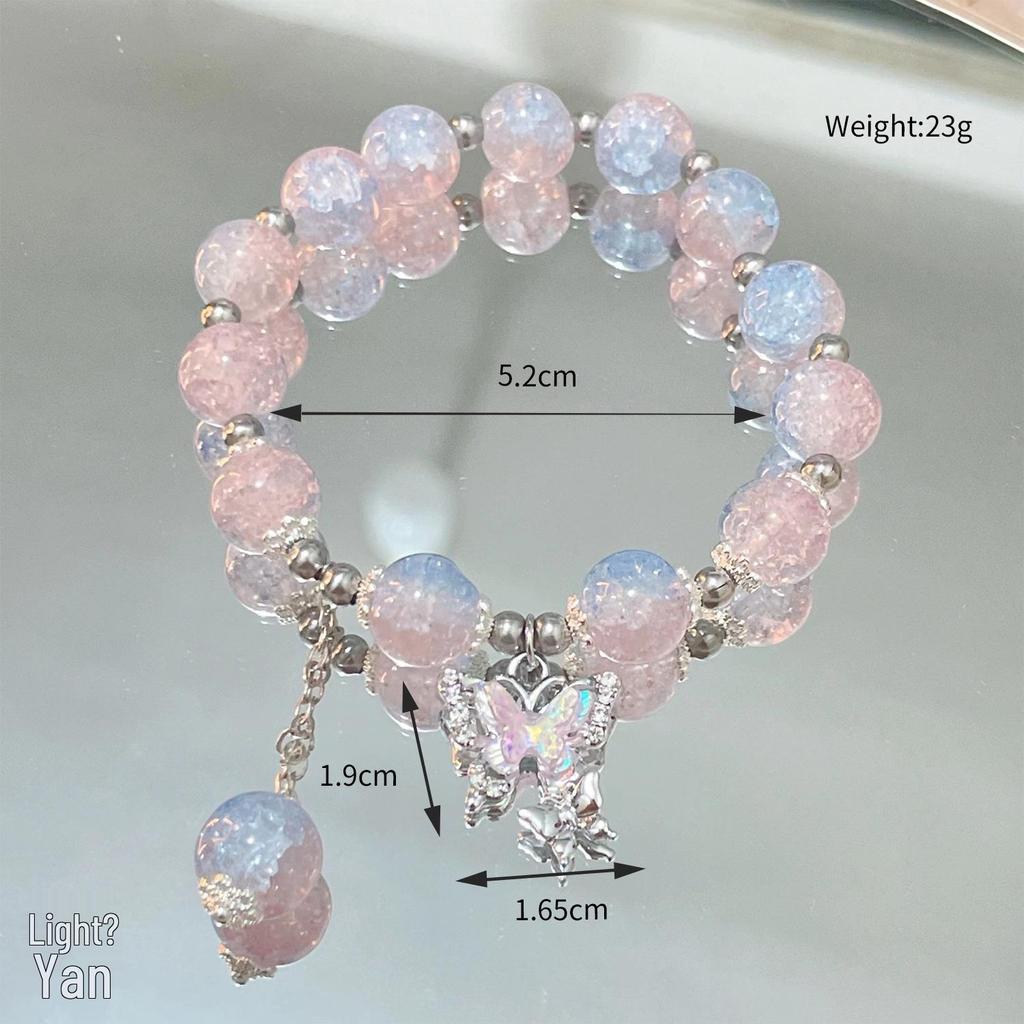Floral Butterfly Glass Beaded Bracelet: Perfect Gift for Friends, Students, and Girls