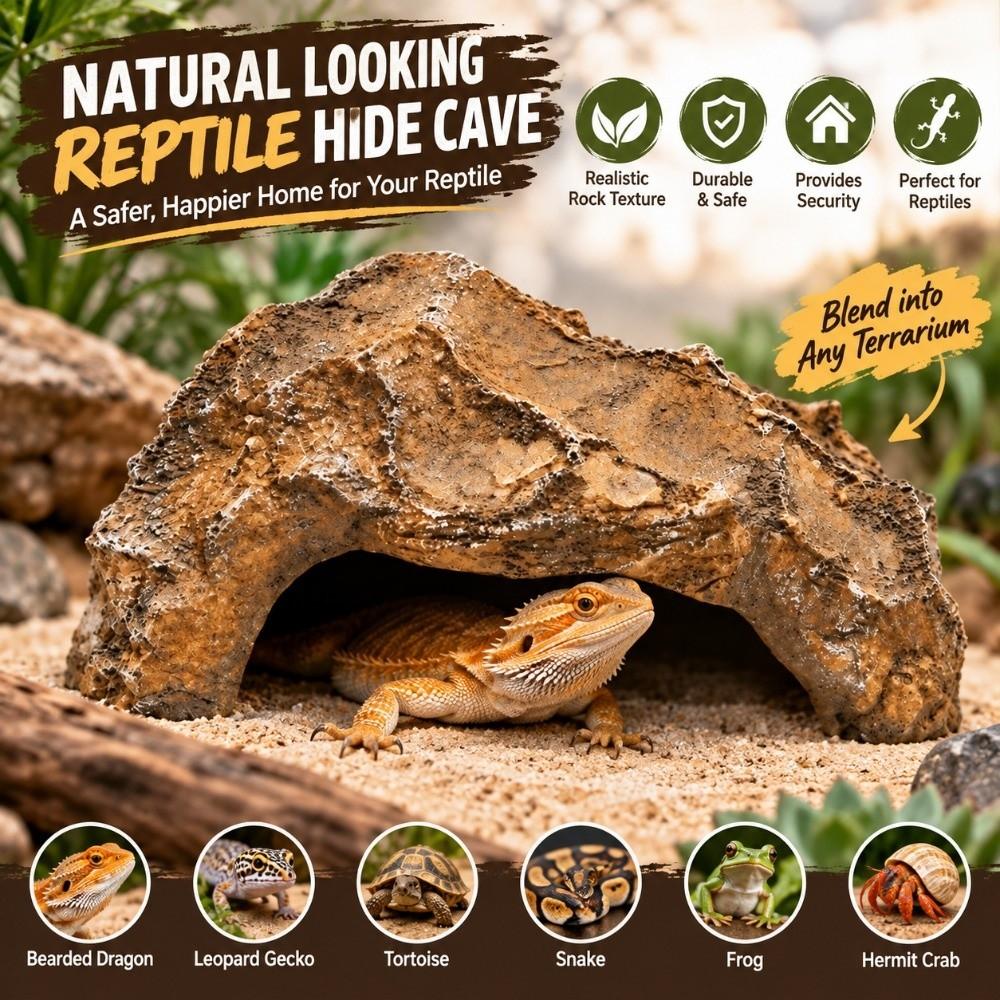 Resin Resin Rock Simulation Odorless Reptile Shelter Decorative Natural Rock Design  Pet Enclosure