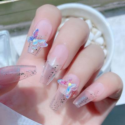 8Pcs Nail Decoration Non-drop DIY Resin Delicate Aurora Butterfly Art for Party