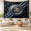 Arazzo da Parete FC Juventus, Appeso a Parete in Tessuto Morbido, Sfondo Decorativo per Camera da Letto, Arte da Parete per la Casa