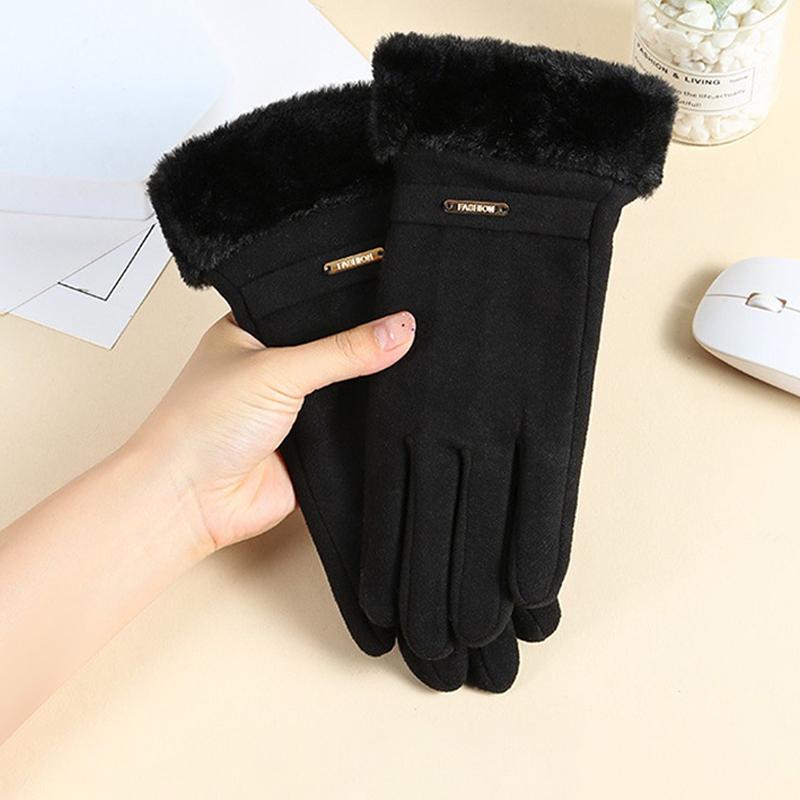 Women Men Winter Thick Plush Gloves Fashion Warm Suede Outdoor Guantes Lady Touchscreen Driving Gloves Sports Cycling Mittens
