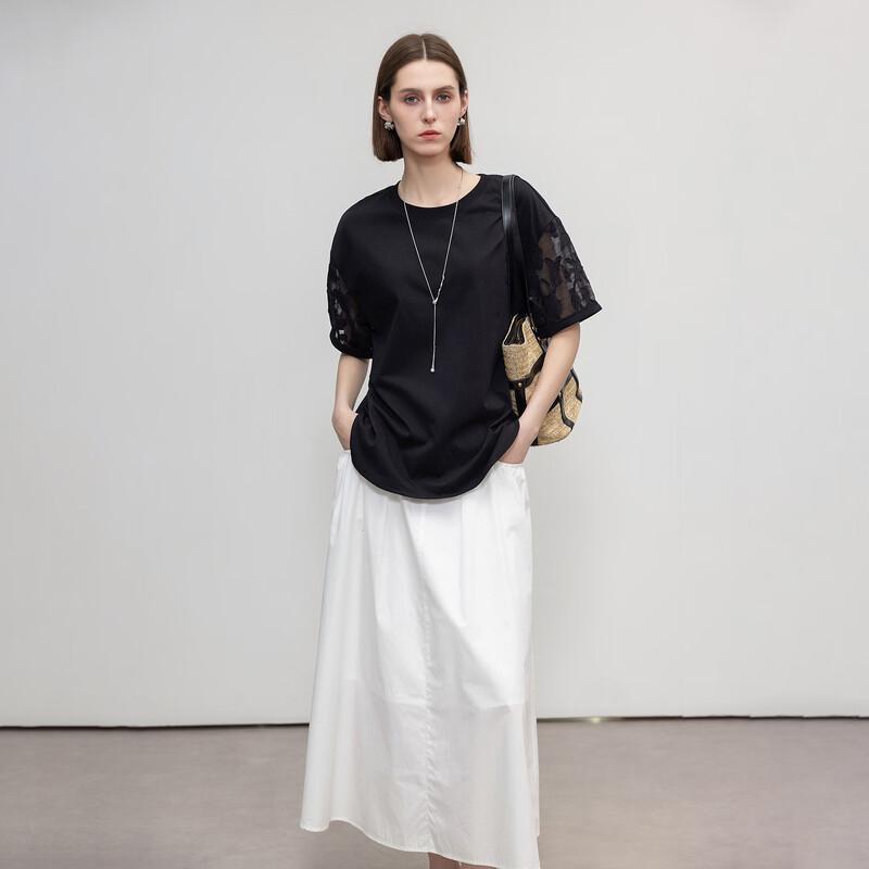 Demana Women s 230G Sun Cotton Round Neck Spliced T-Shirt M