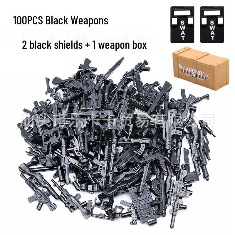 

Совместимые с MOC 100 шт. военных аксессуаров: Золотое оружие и пистолеты для минифигурок для китайских строительных блоков