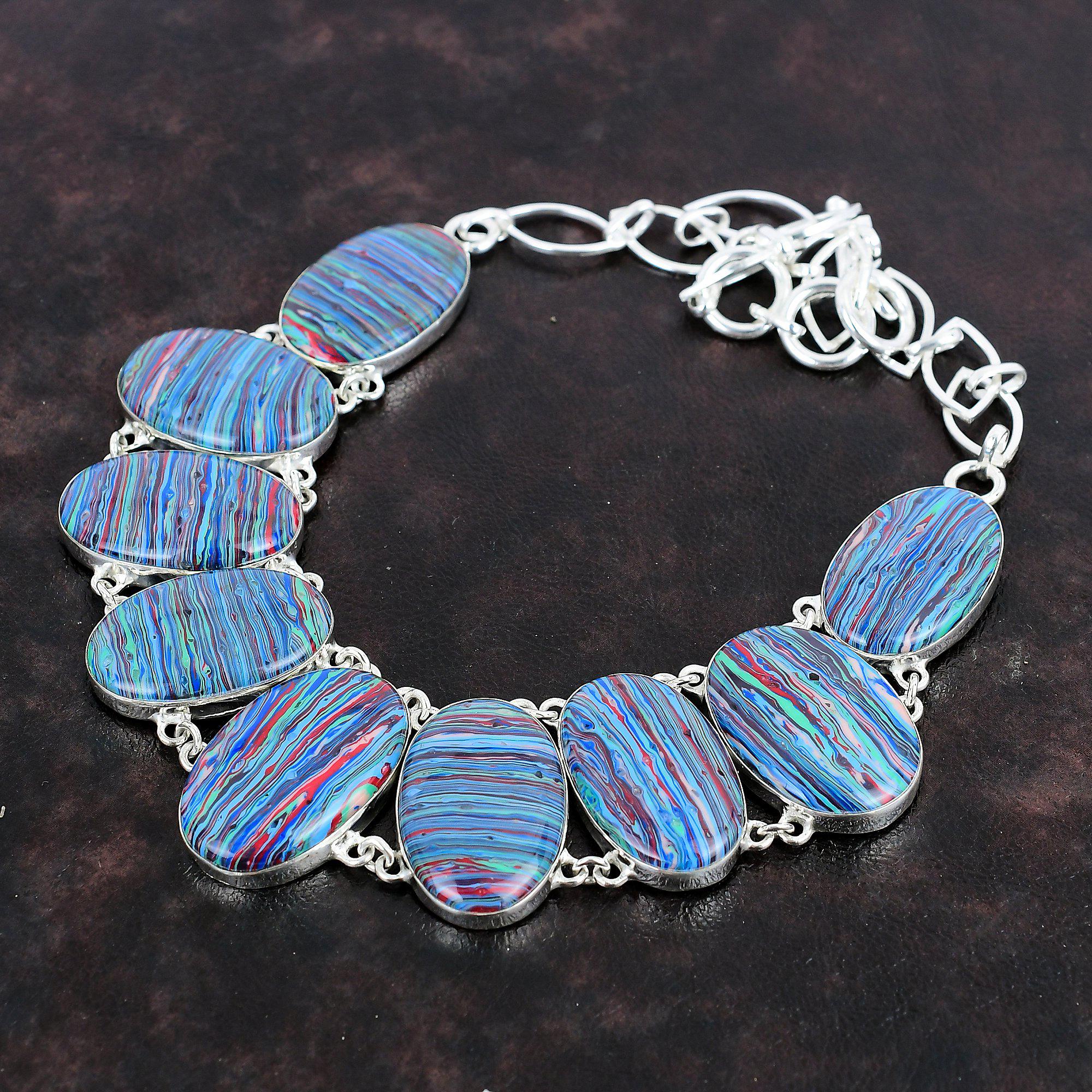 Collier de perles et de pierres précieuses arc-en-ciel : cordon de pierres semi-précieuses noué à la main - France