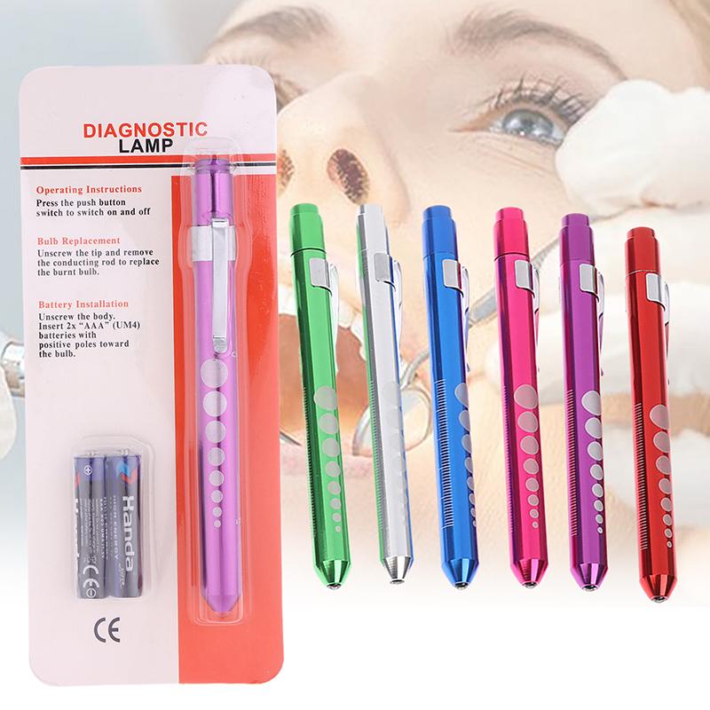Portable Medical Led Penlight With Pupil Gauge Ruler With Battery Mini Flashlight White+Yellow Light For Doctor Nurse Diagnosis