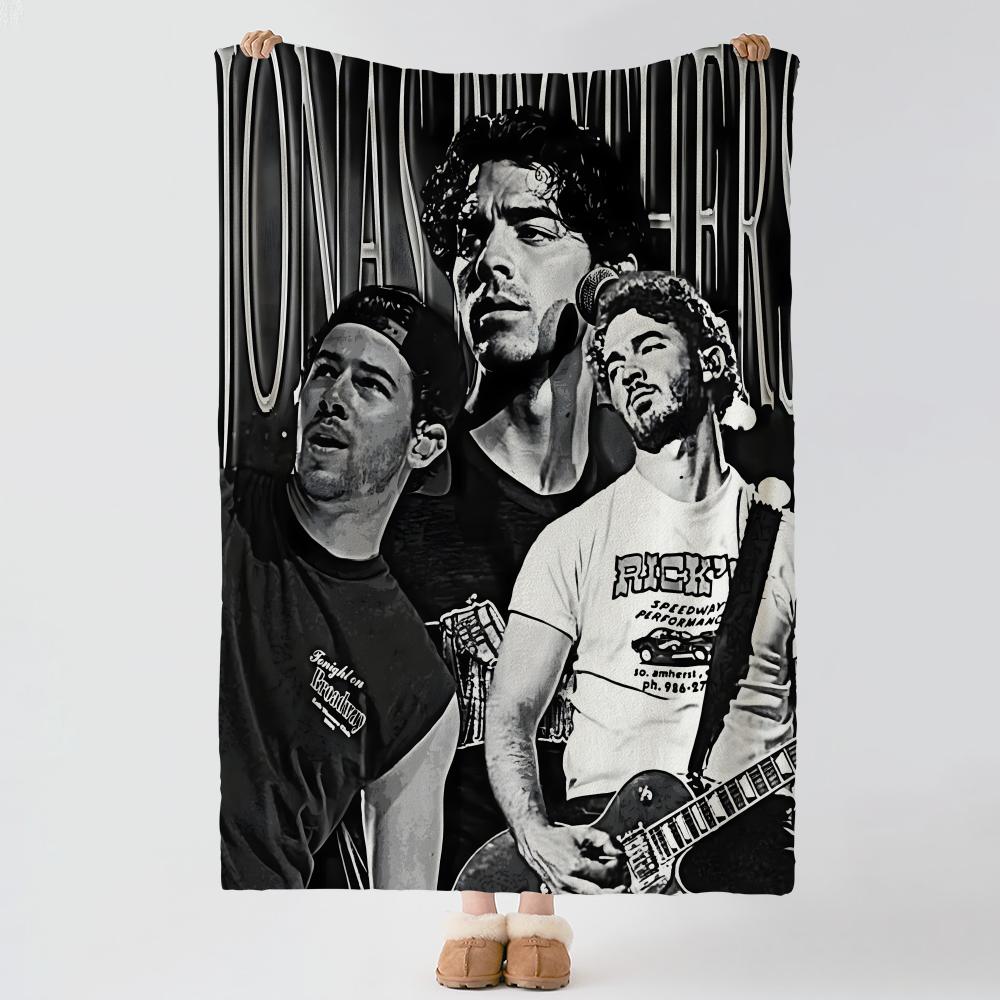 Music J-Jonas B-Brothers Throw Soft Warm Flannel Blanket, Multi-use Throw for Bed Sofa Office, Air Conditioning Nap Blanket