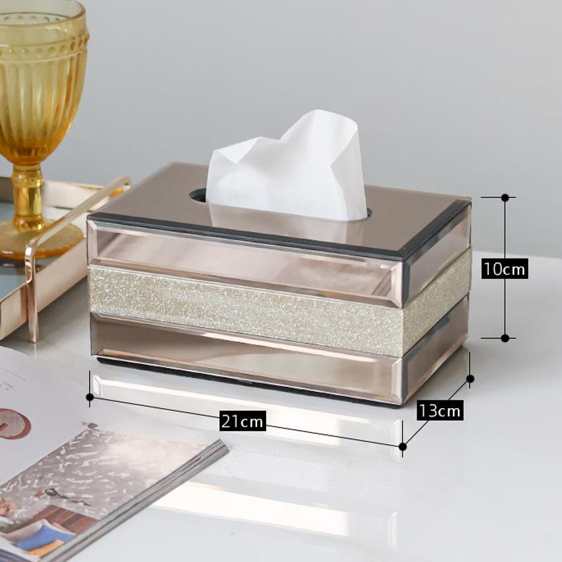 Tissue Box Living Room Light Luxury High-grade High-value Luxury High-end Glass Drawer Desktop Creative Sense of Advanced