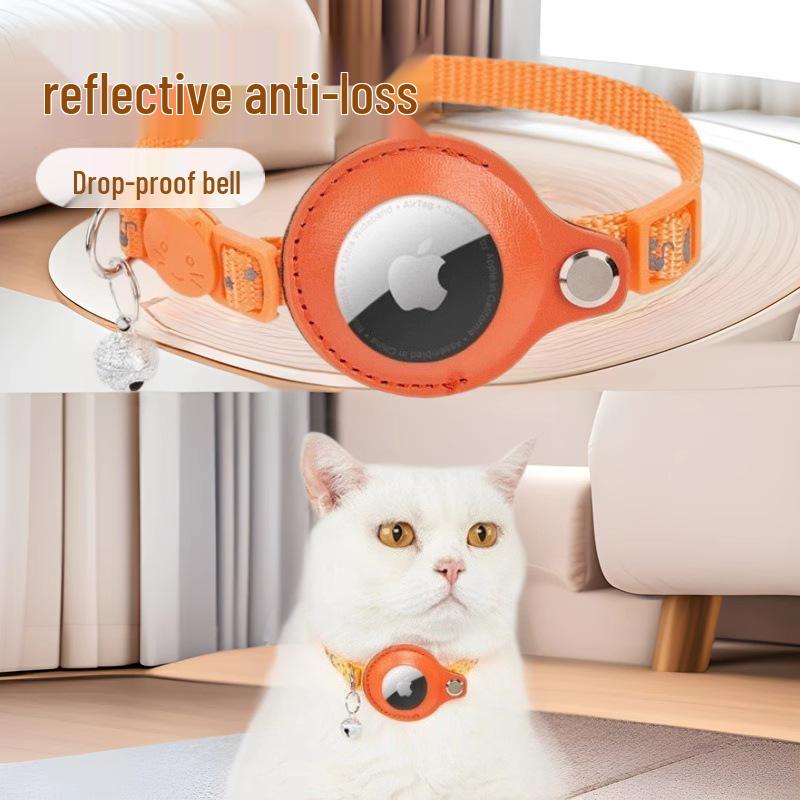 Reflective Cat Collar with Airtag Holder and Bell - Anti-Lost Tracker for Cats