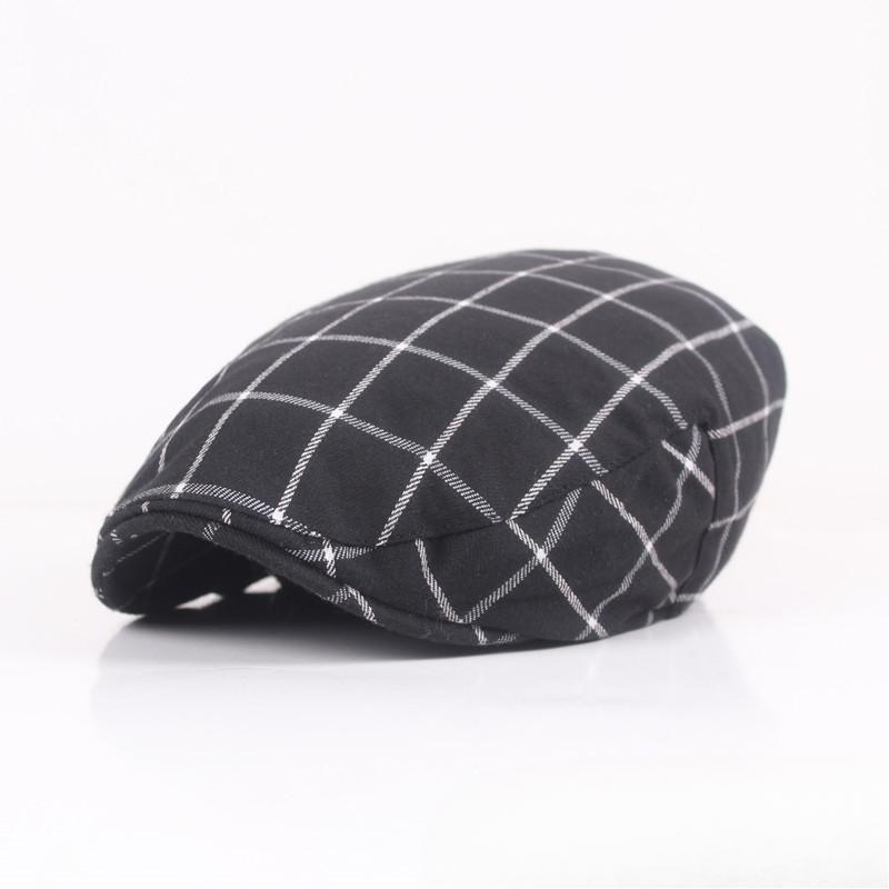 Cotton Beret Season Men'S Ladies Plaid Cap Outdoor Shade Casual Hat Forward Hat